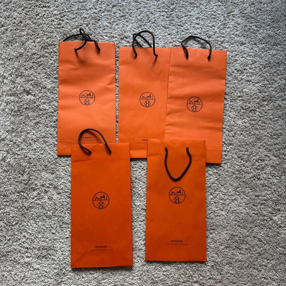Set of 5 Hermès Orange Shopping Bags